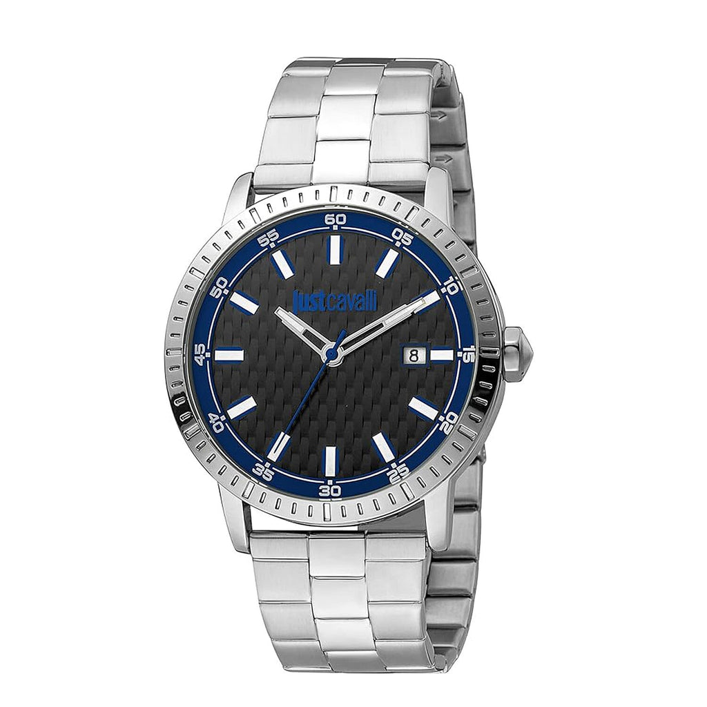 JUST CAVALLI Water Resistant Black Dial  Watch with Stainless Steel Chain Strap