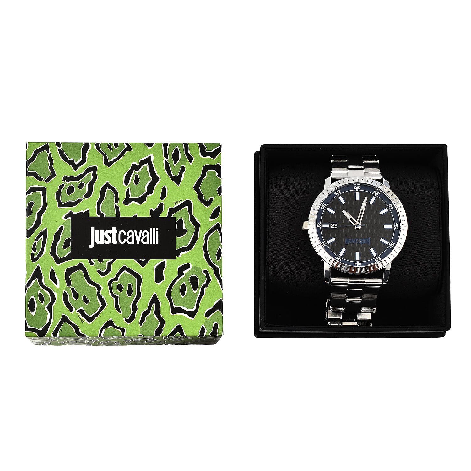JUST CAVALLI Water Resistant Black Dial  Watch with Stainless Steel Chain Strap 7735536 6