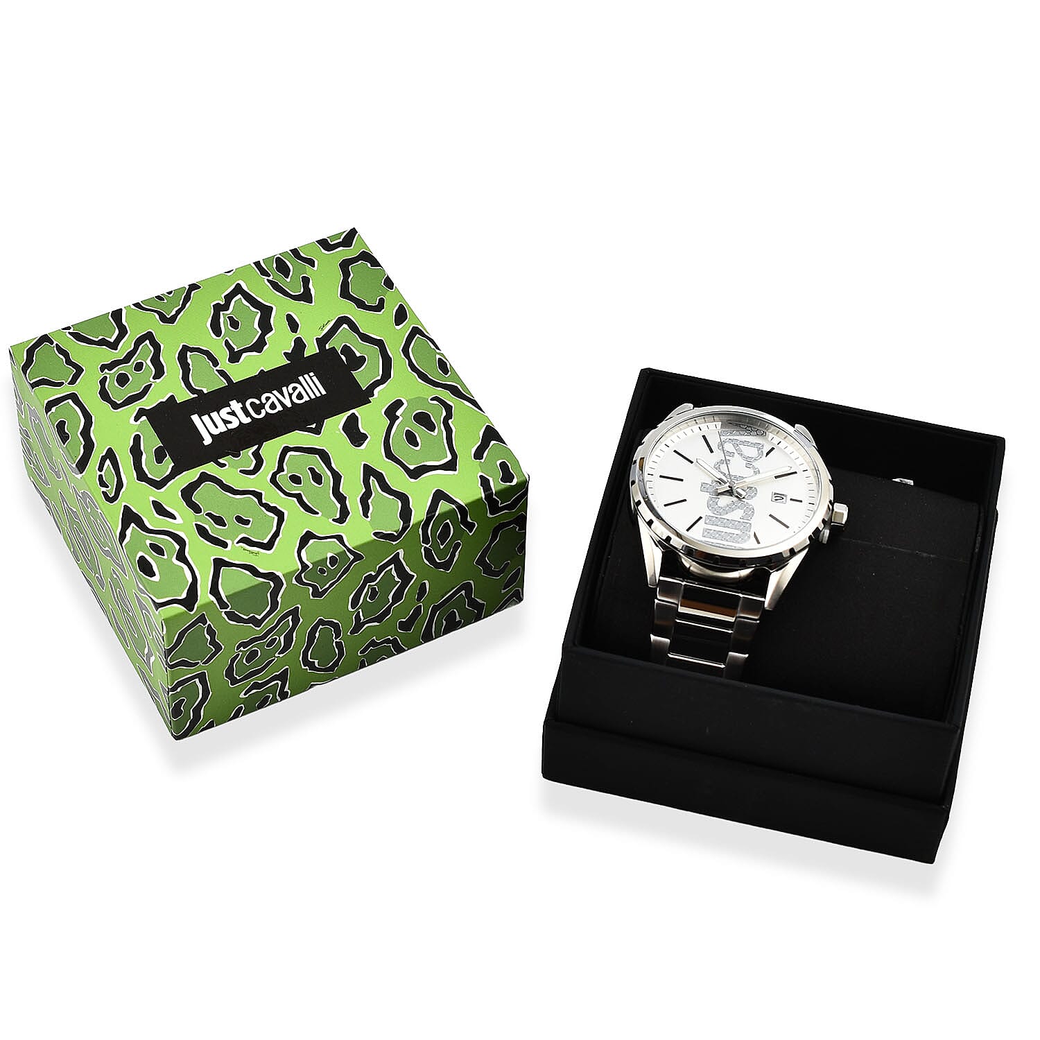 JUST CAVALLI Water Resistant White Dial Watch with Stainless Steel Chain Strap 7735533 8