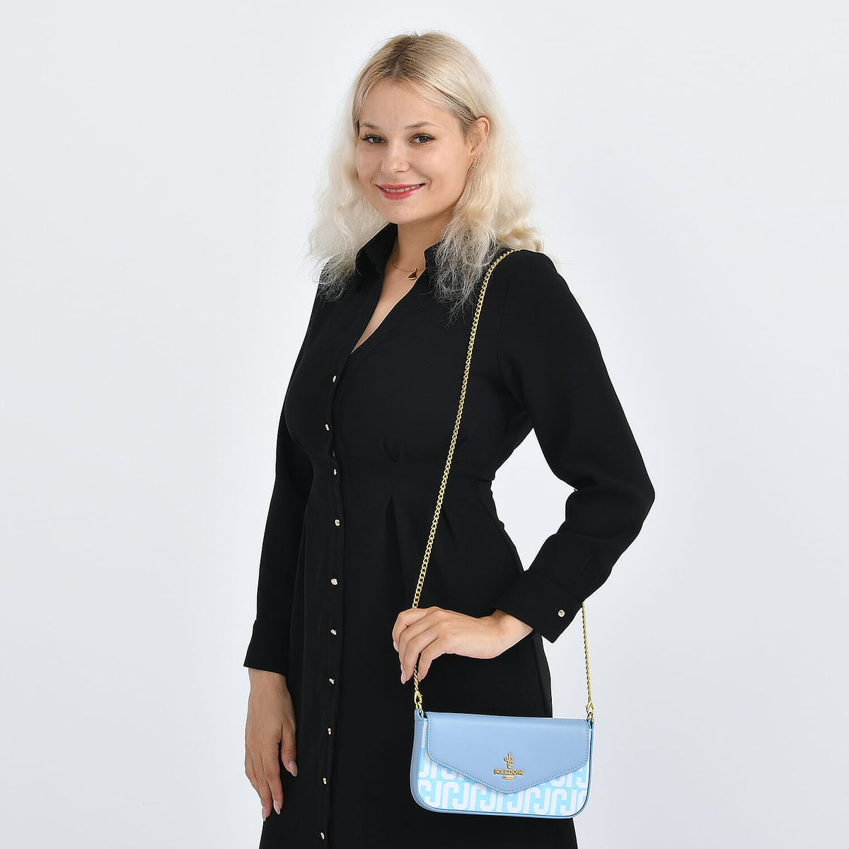 JVC- Milano Style  Luxury Clutch with Shoulder Chain Strap (114 cm) - Blue 8231316 3