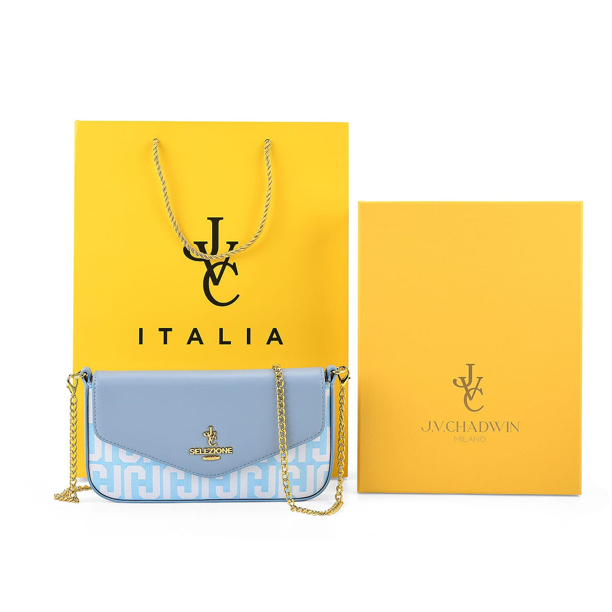 JVC- Milano Style  Luxury Clutch with Shoulder Chain Strap (114 cm) - Blue 8231316 8