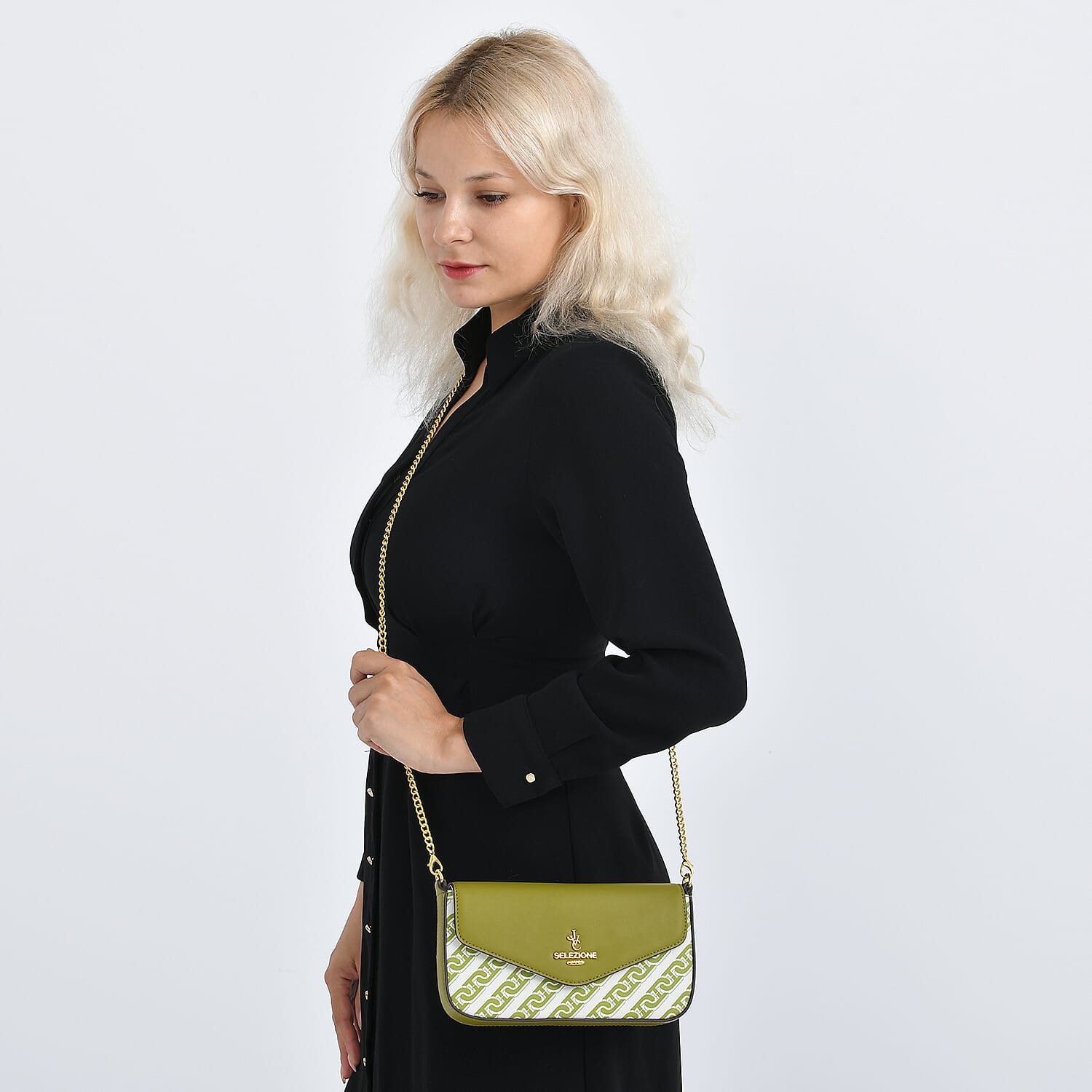 JVC- Milano Style Clutch with Shoulder Chain Strap (114 cm) - Green V32525597 3