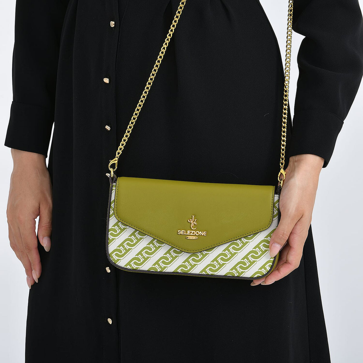 JVC- Milano Style Clutch with Shoulder Chain Strap (114 cm) - Green V32525597 4