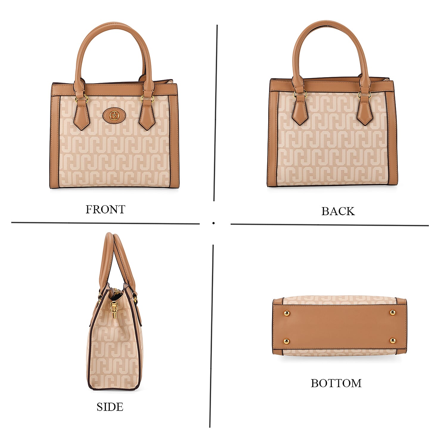 JVC Milano Monogram Mini Tote with Top Handles - Ivory &amp; Brown 8231335 5