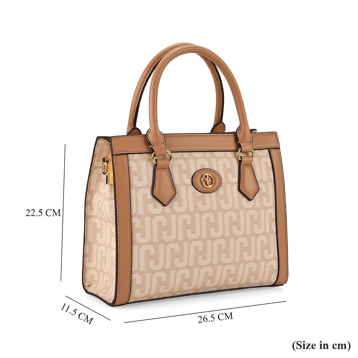 JVC Milano Monogram Mini Tote with Top Handles - Ivory &amp; Brown 8231335 7