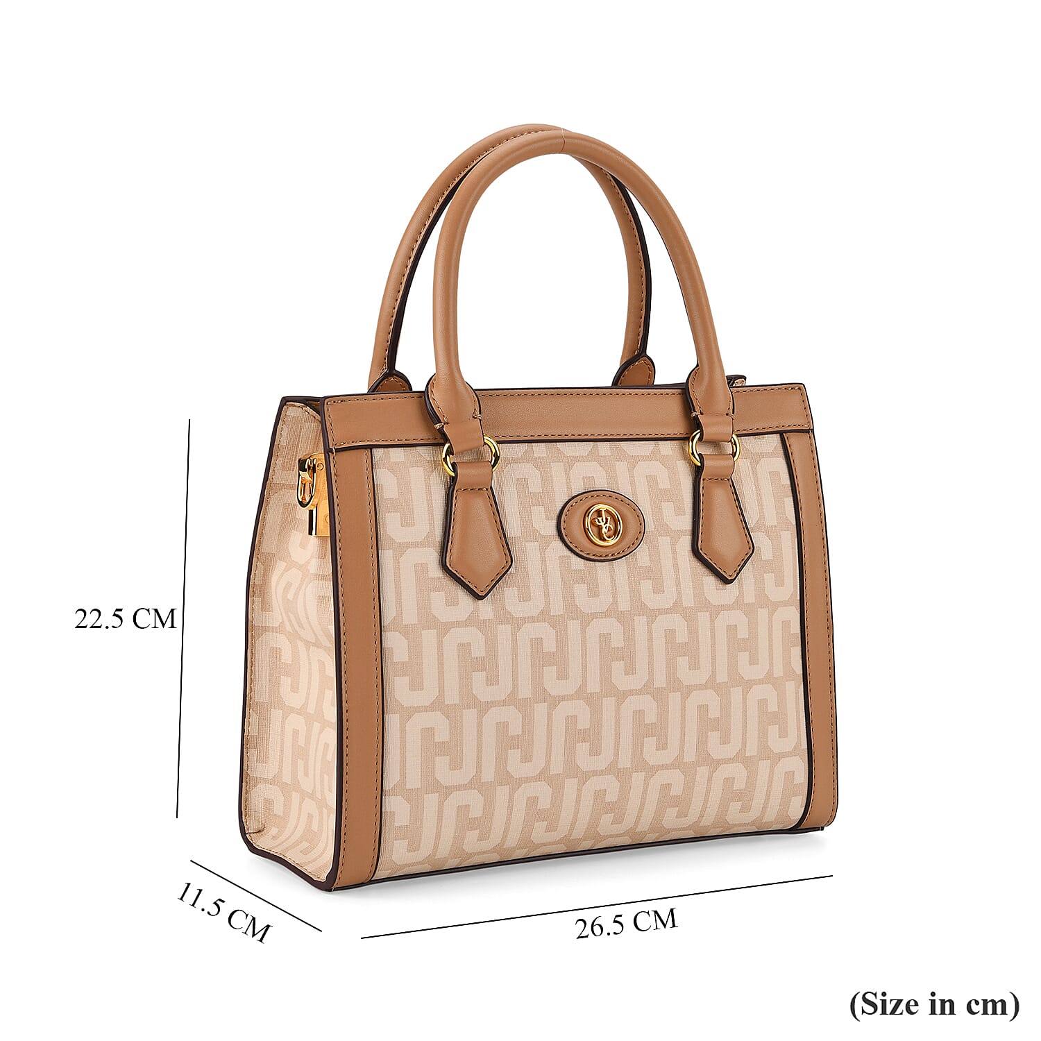 JVC Milano Monogram Mini Tote with Top Handles - Ivory &amp; Brown 8231335 7
