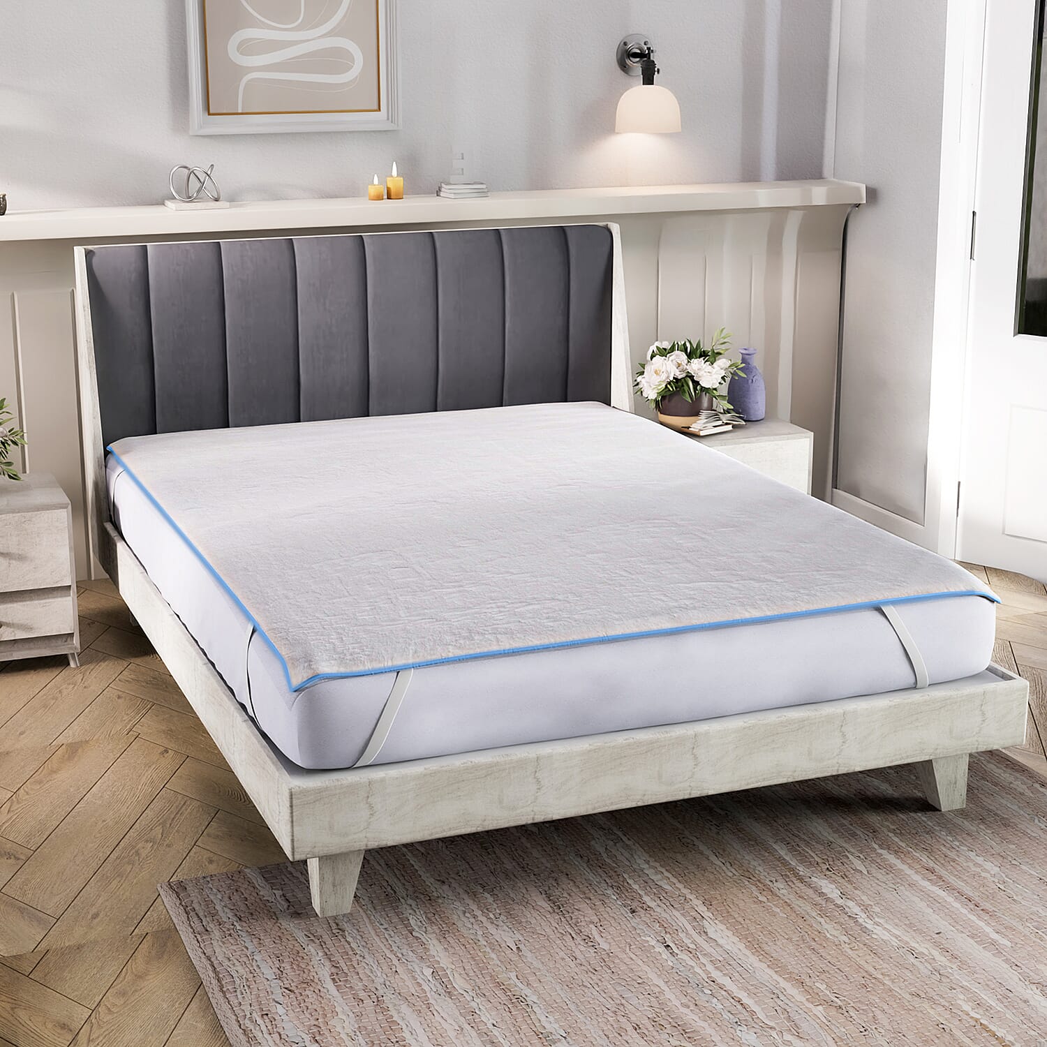 Homesmart Cooling Jacquard Waterproof Mattress Protector with Anchor Band Fit (135x190cm) - White 8047191 0