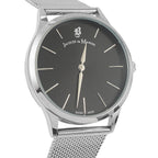 Jacques Du Manoir Emotion Swiss Movement Black Dial Water Resistant Watch with Milanese Bracelet Strap in Stainless Steel