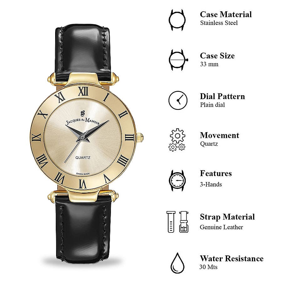 Jacques Du Manoir Round Dial Watch - Gold and Black 6342570 3