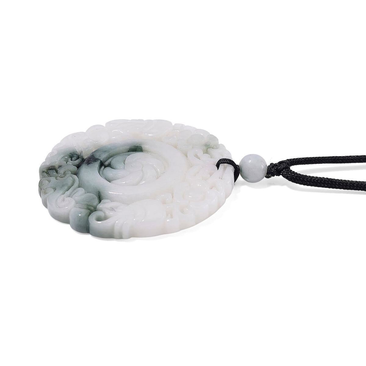 Natural White Jade Carved Floral Necklace With Cotton Cord 185 Ct. 8112185 3