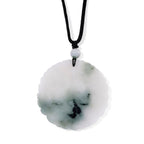 Natural White Jade Carved Floral Necklace With Cotton Cord  185.000  Ct.