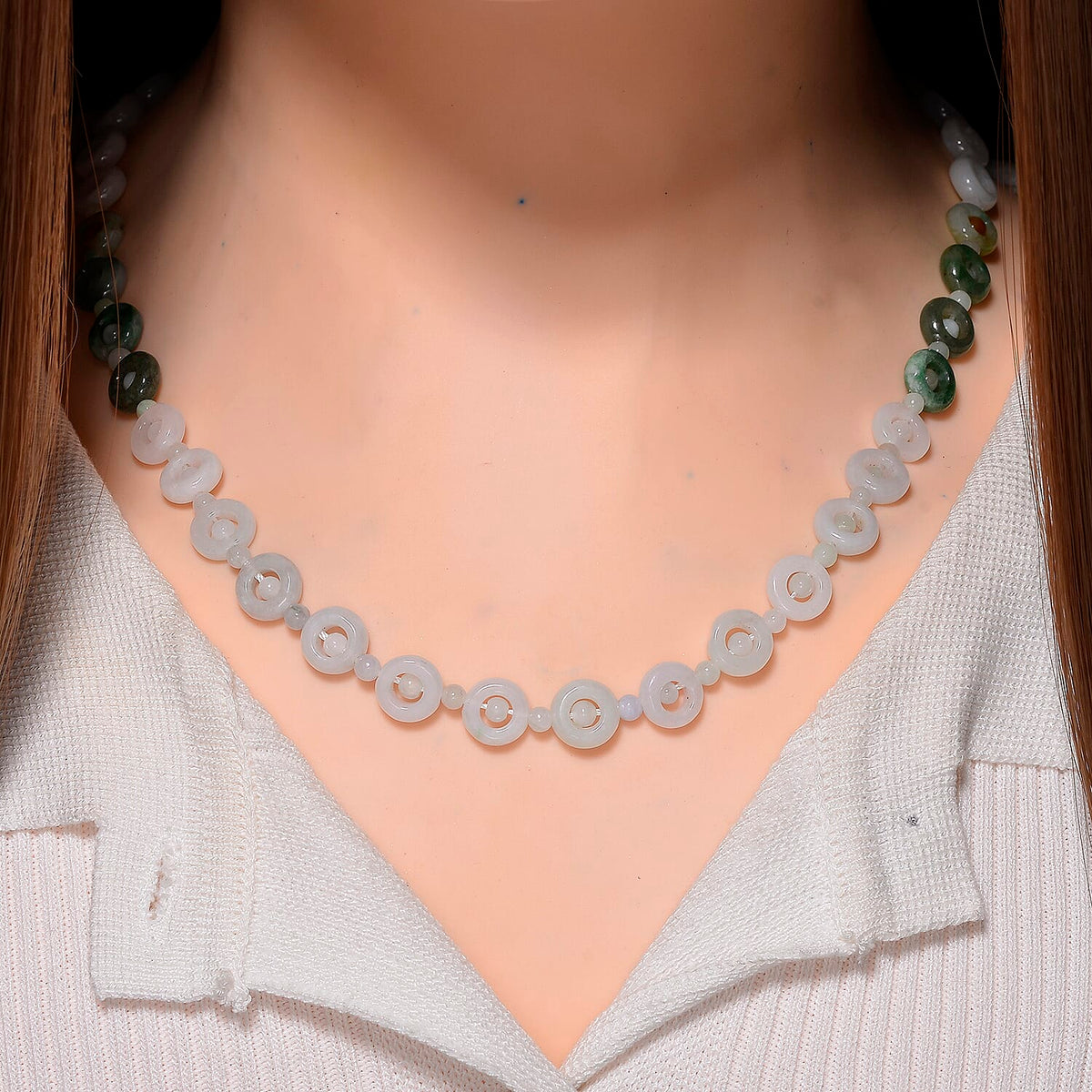 White Jade Necklace with Lobster Clasp (Size - 20 - 2 Ext) in Rhodium Overlay Sterling Silver 150.00 Ct. 8181403 2