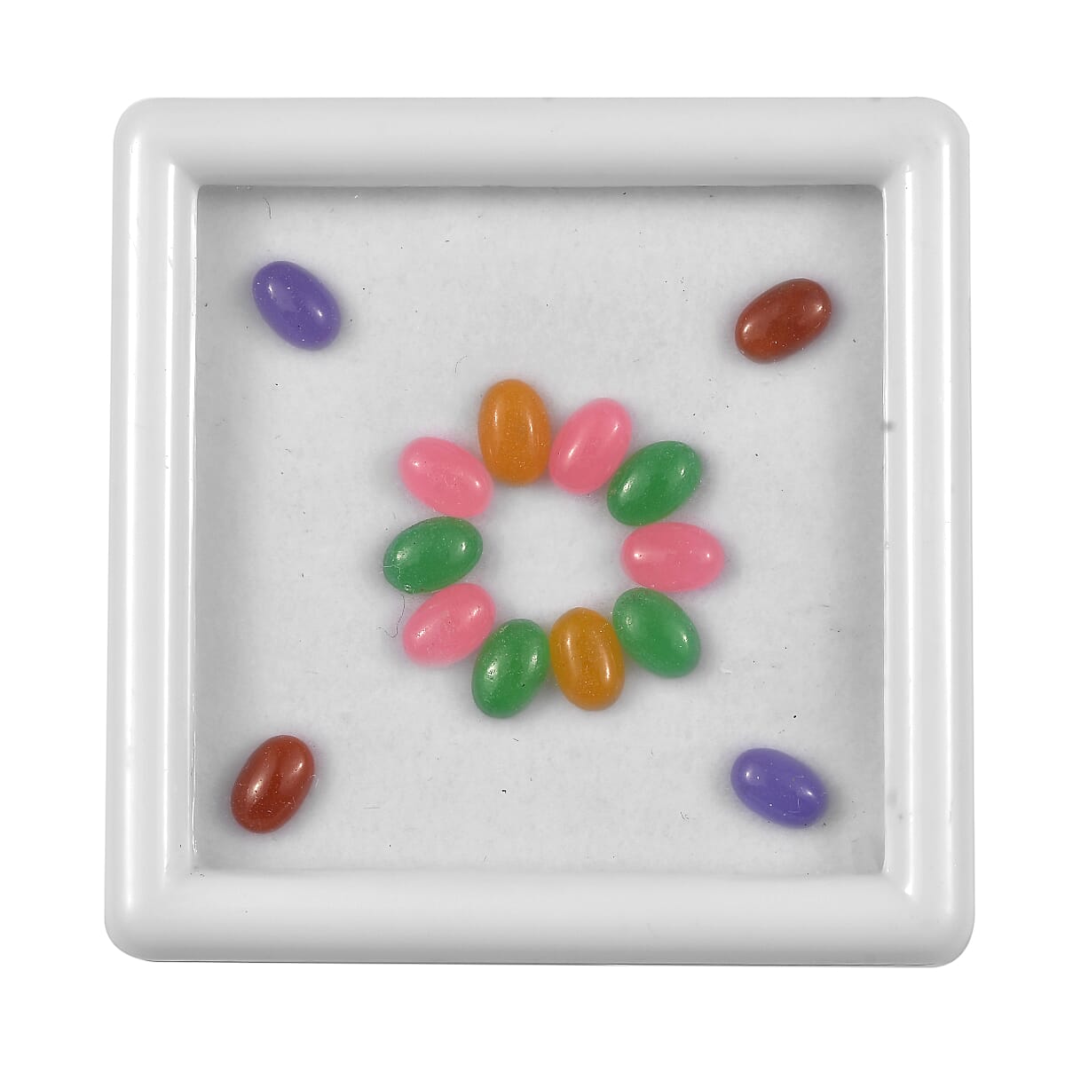 Set of 14 Multi Colour Jade Loose Gemstones in Oval Shape (6x4mm) 8.17 Ct. 8319623 0