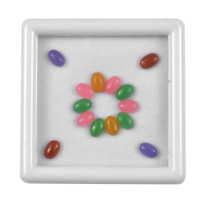 Set of 14 Multi Colour Jade Loose Gemstones in Oval Shape (6x4mm) 8.17 Ct. 8319623 1