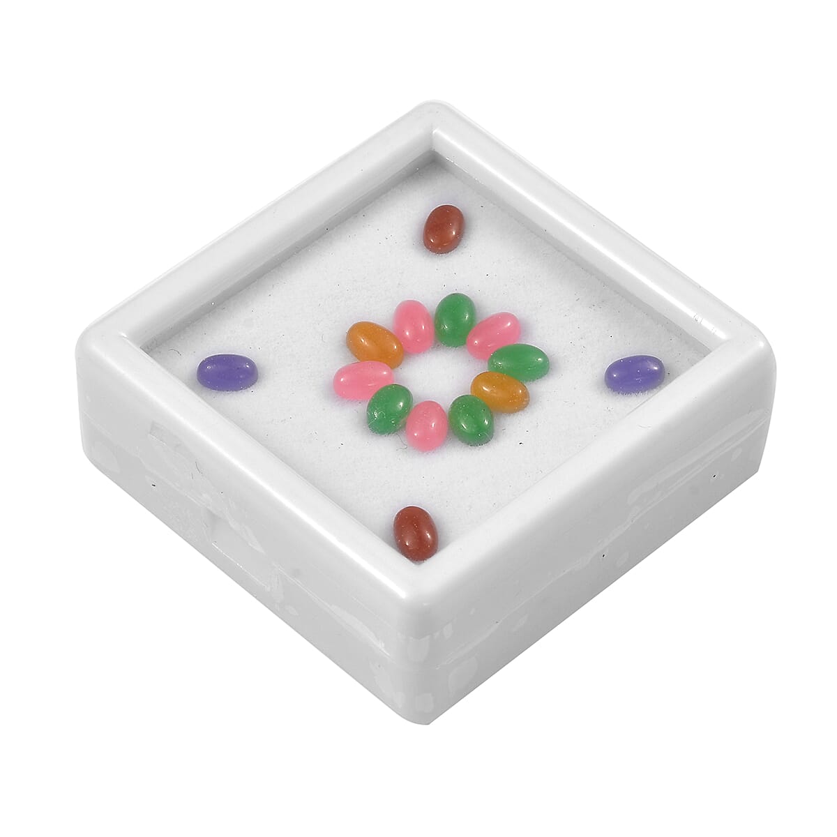 Set of 14 Multi Colour Jade Loose Gemstones in Oval Shape (6x4mm) 8.17 Ct. 8319623 2