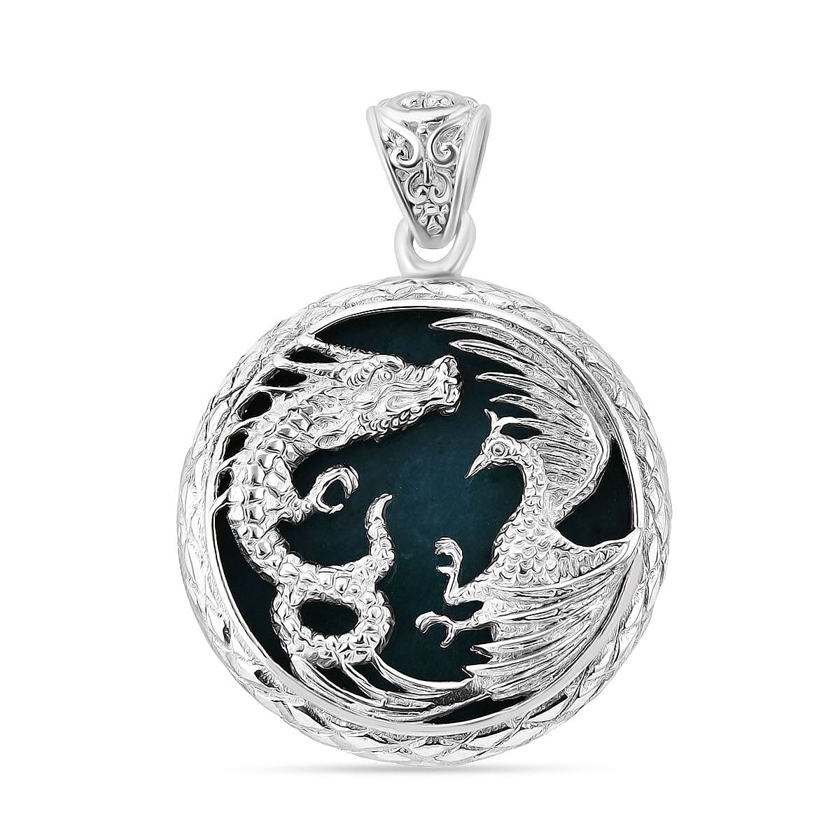 Royal Bali Collection - Extremely Rare Guatemala Natural Type A Olmec Jade Pendant Sterling Silver 48.26 Ct 7949184 0