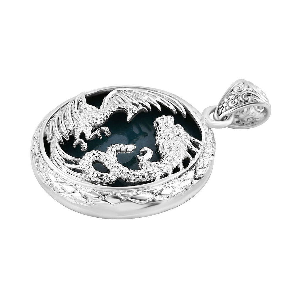 Royal Bali Collection - Extremely Rare Guatemala Natural Type A Olmec Jade Pendant Sterling Silver 48.26 Ct