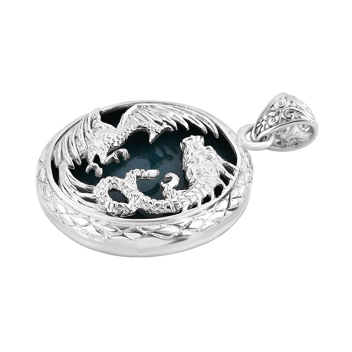 Royal Bali Collection - Extremely Rare Guatemala Natural Type A Olmec Jade Pendant Sterling Silver 48.26 Ct 7949184 6