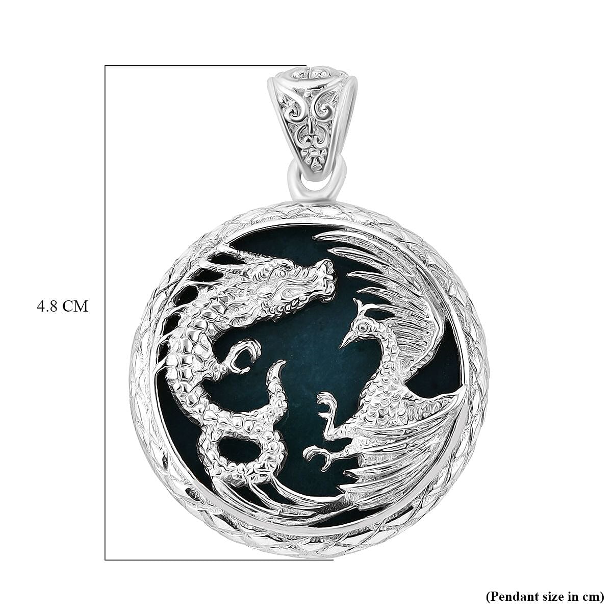 Royal Bali Collection - Extremely Rare Guatemala Natural Type A Olmec Jade Pendant Sterling Silver 48.26 Ct 7949184 10