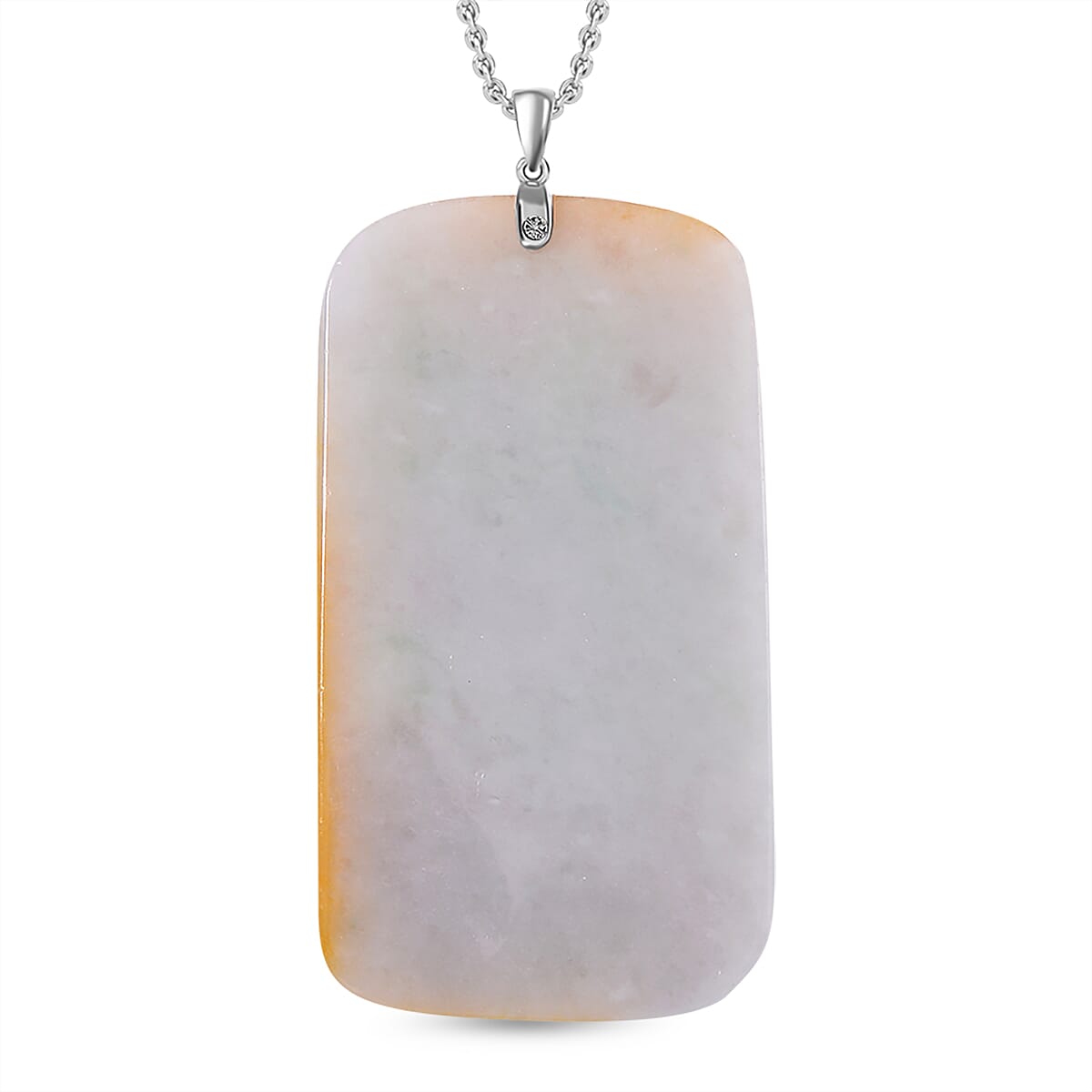 First Time Ever - Natural Type A Bi Colour Shan Shui Jadeite Carved Pendant With Chain (Size 20) in Rhodium Overlay Sterling Silver 289.0 Ct. 4317344 3