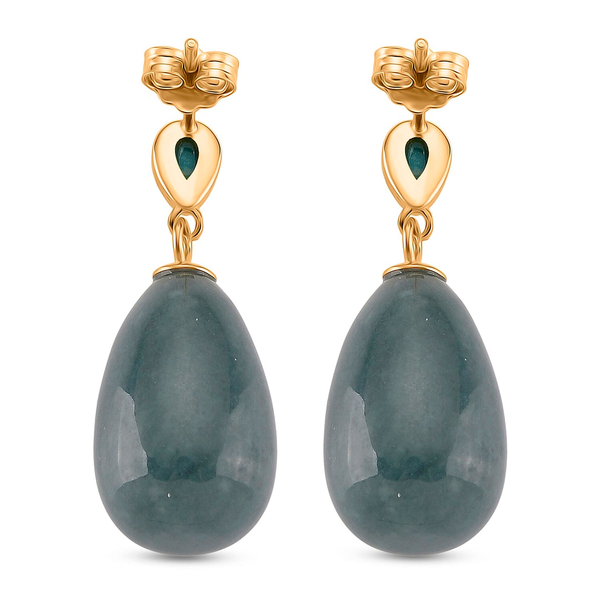 Olmec Jadeite, Sleeping Beauty Turquoise Drop Earring with Push Back in Yellow Gold Plated Sterling Silver 40.25 Ct. 8217290 3