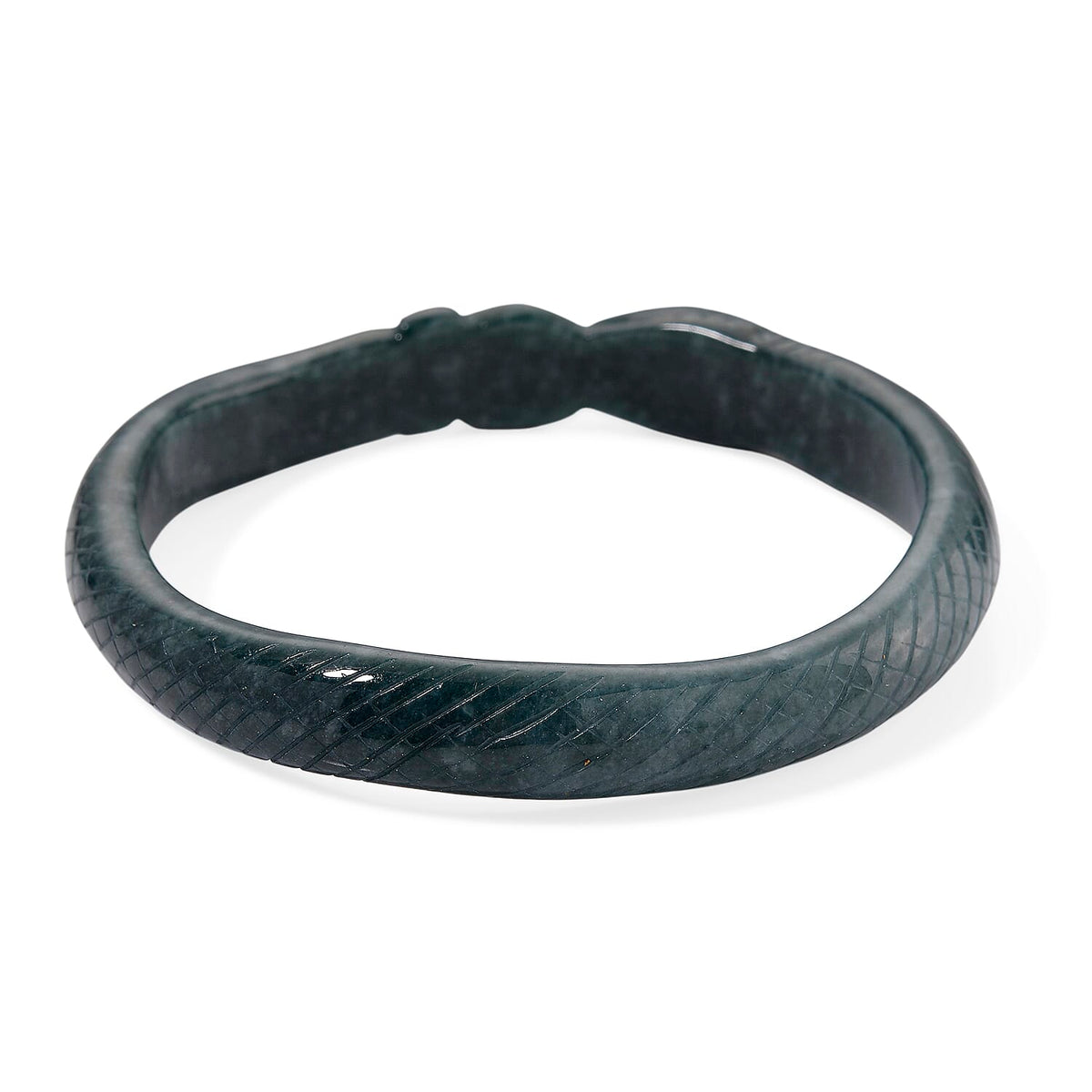 Natural Type A Jadeite Carved Snake Bangle (Size 7.5) 200.00 Ct. 8206877 4