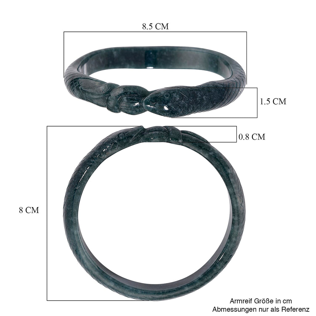 Natural Type A Jadeite Carved Snake Bangle (Size 7.5) 200.00 Ct.