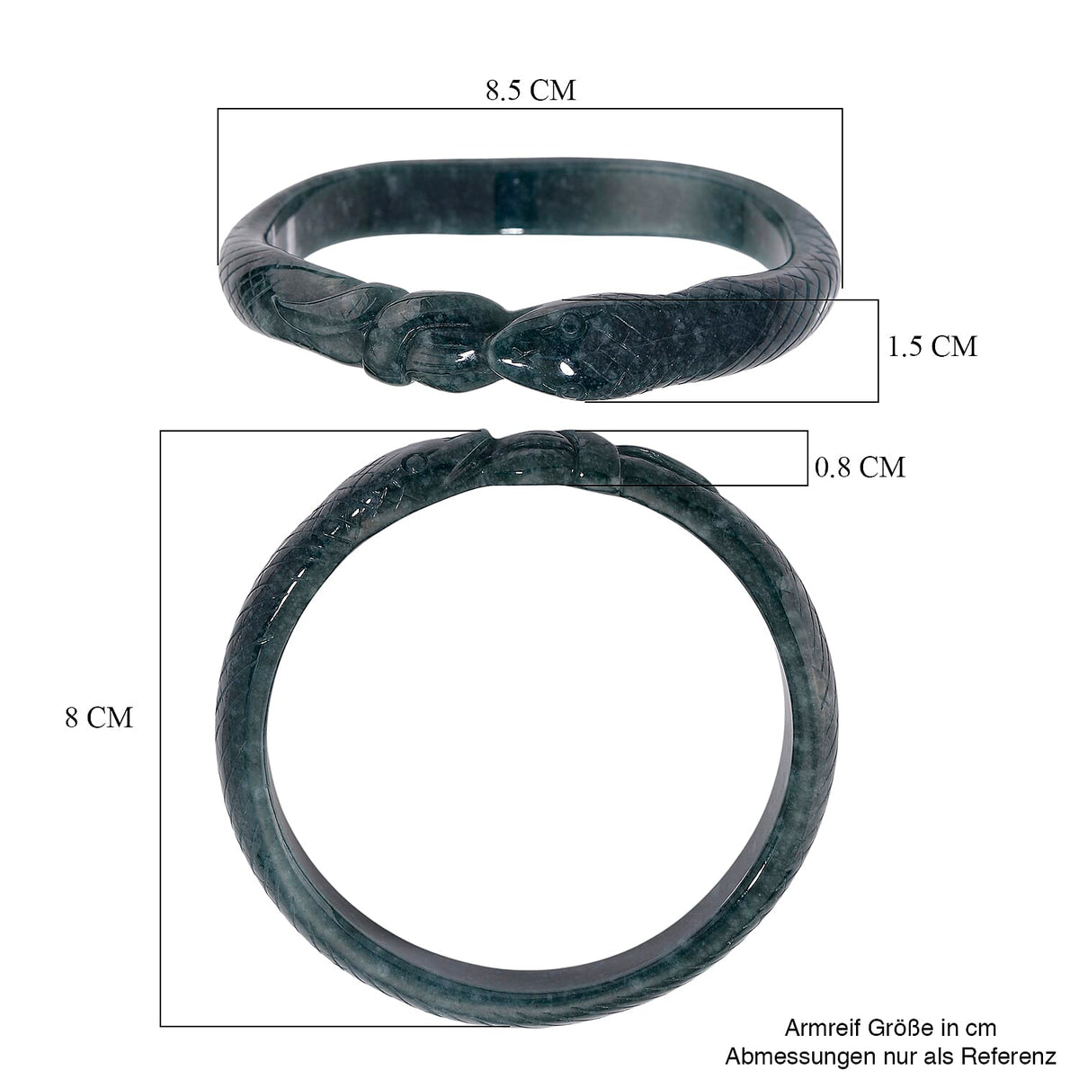Natural Type A Jadeite Carved Snake Bangle (Size 7.5) 200.00 Ct. 8206877 5
