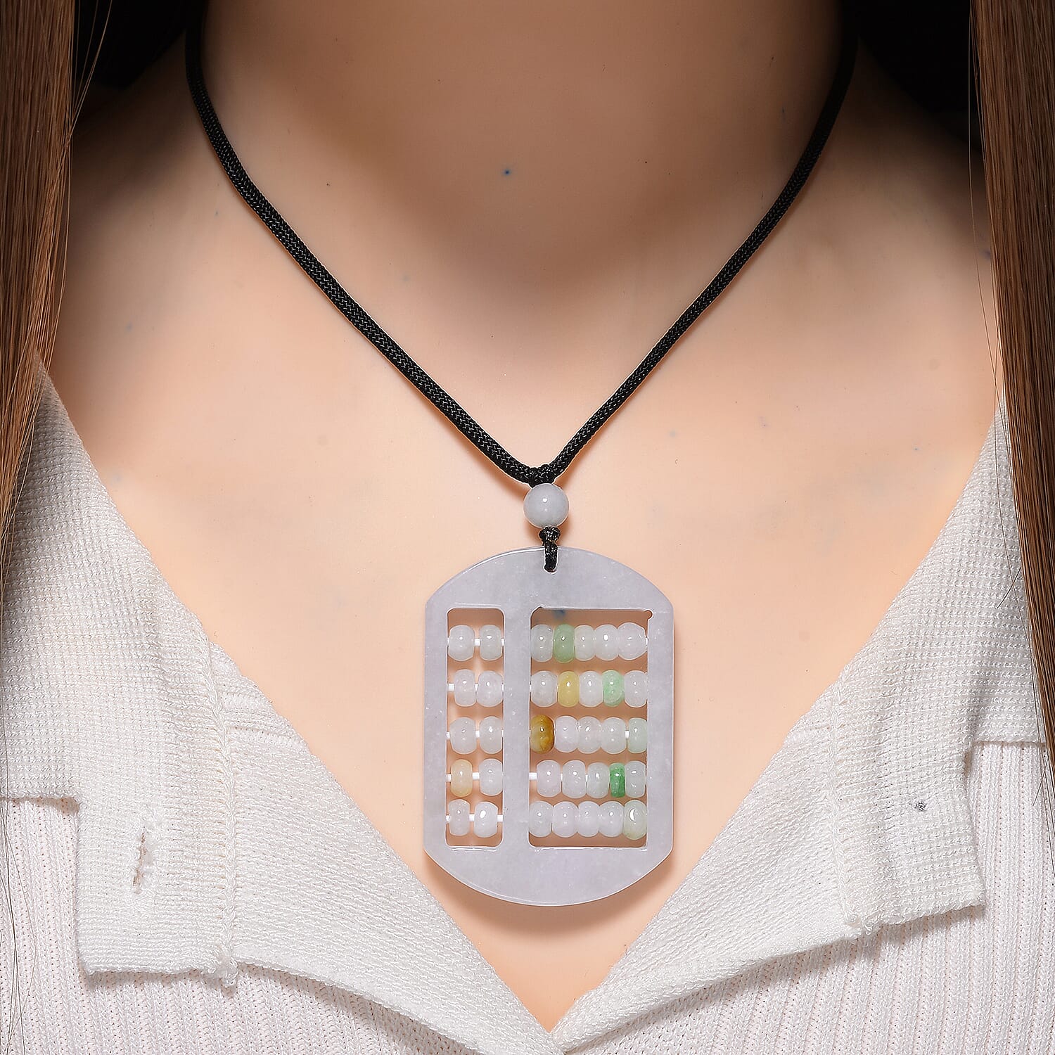 Jade Stone Abacus Necklace (Size 28 Adjustable) with Adjustable Thread 120.00 Ct. 8181429 2
