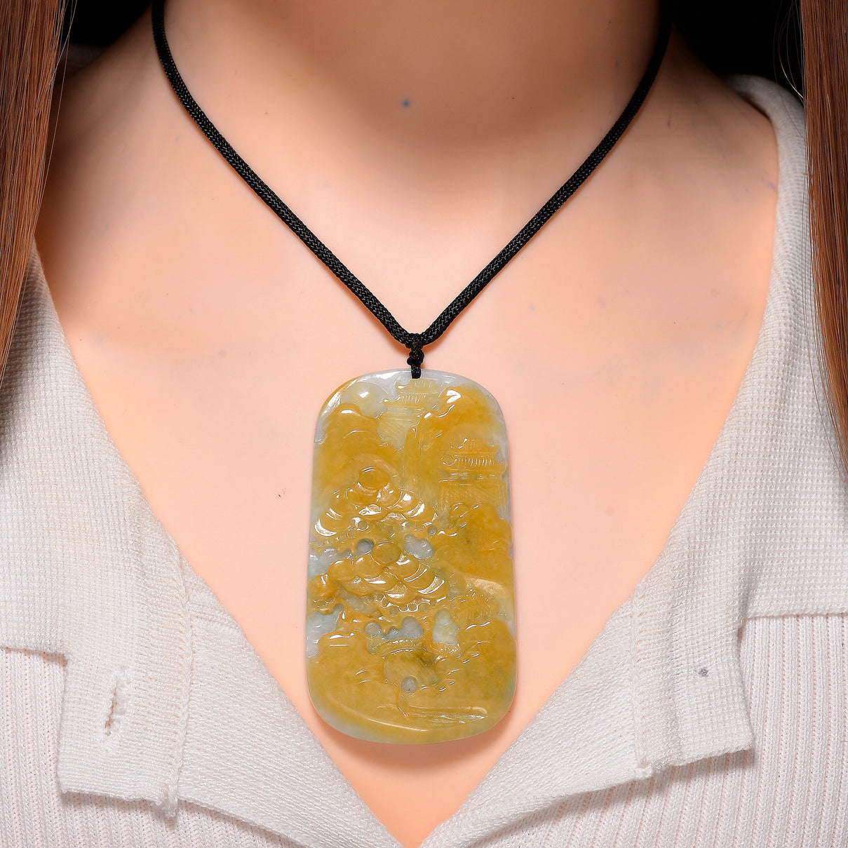 Type A Natural Bi Colour Honey Jade Necklace with Cotton Thread (Size 30 Adjustable) 8242388 1