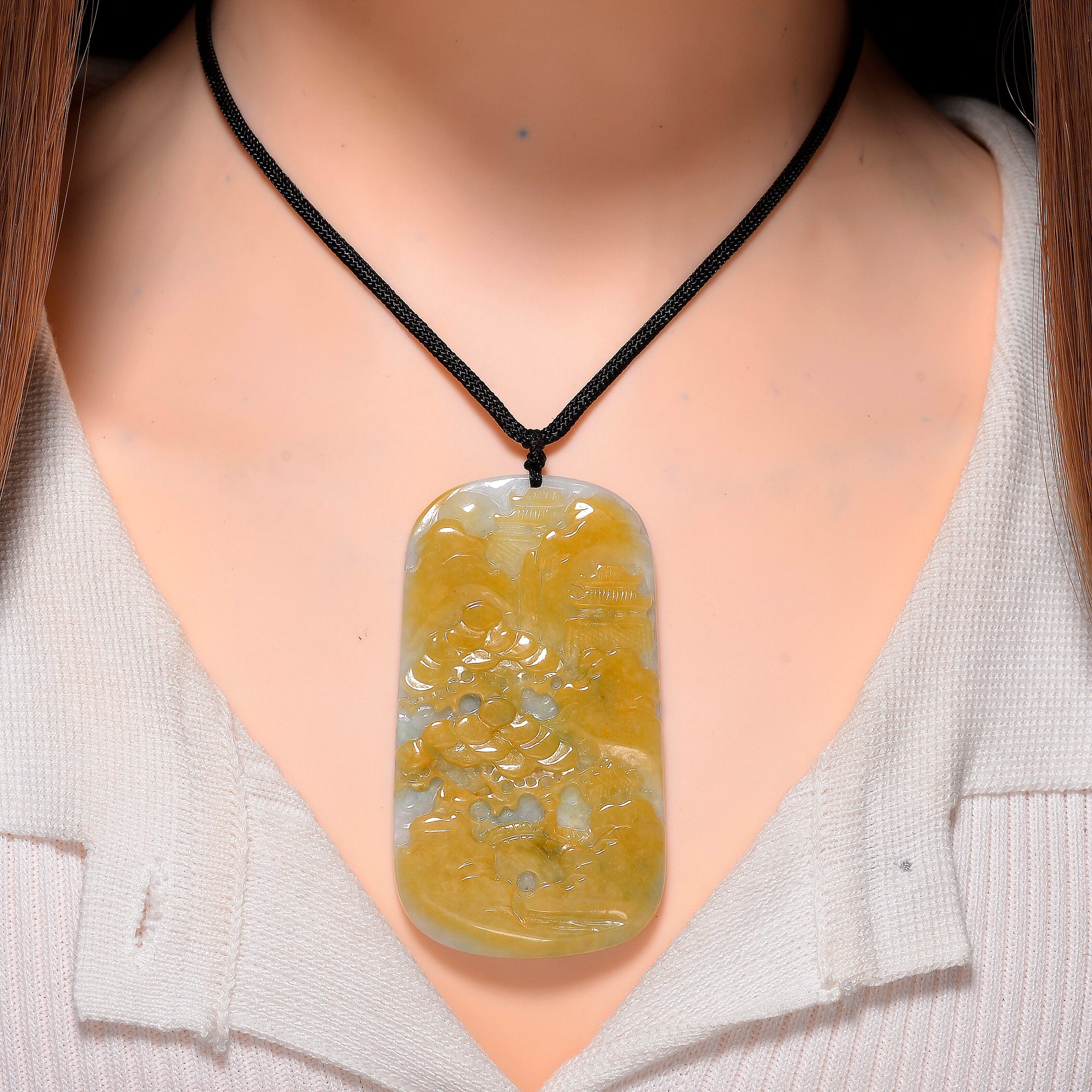 Type A Natural Bi Colour Honey Jade Necklace with Cotton Thread (Size 30 Adjustable) 8242388 1