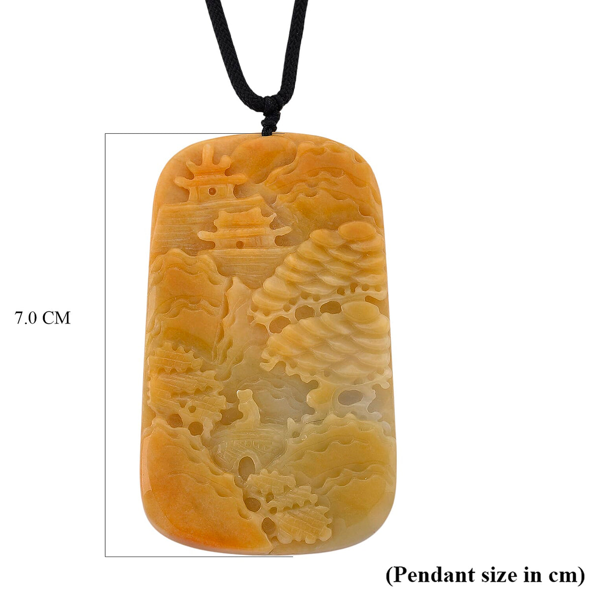 Type A Natural Bi Colour Honey Jade Hand Carved Necklace with Cotton Thread (Size 30 Adjustable) 270.00 Ct. 8242391 6