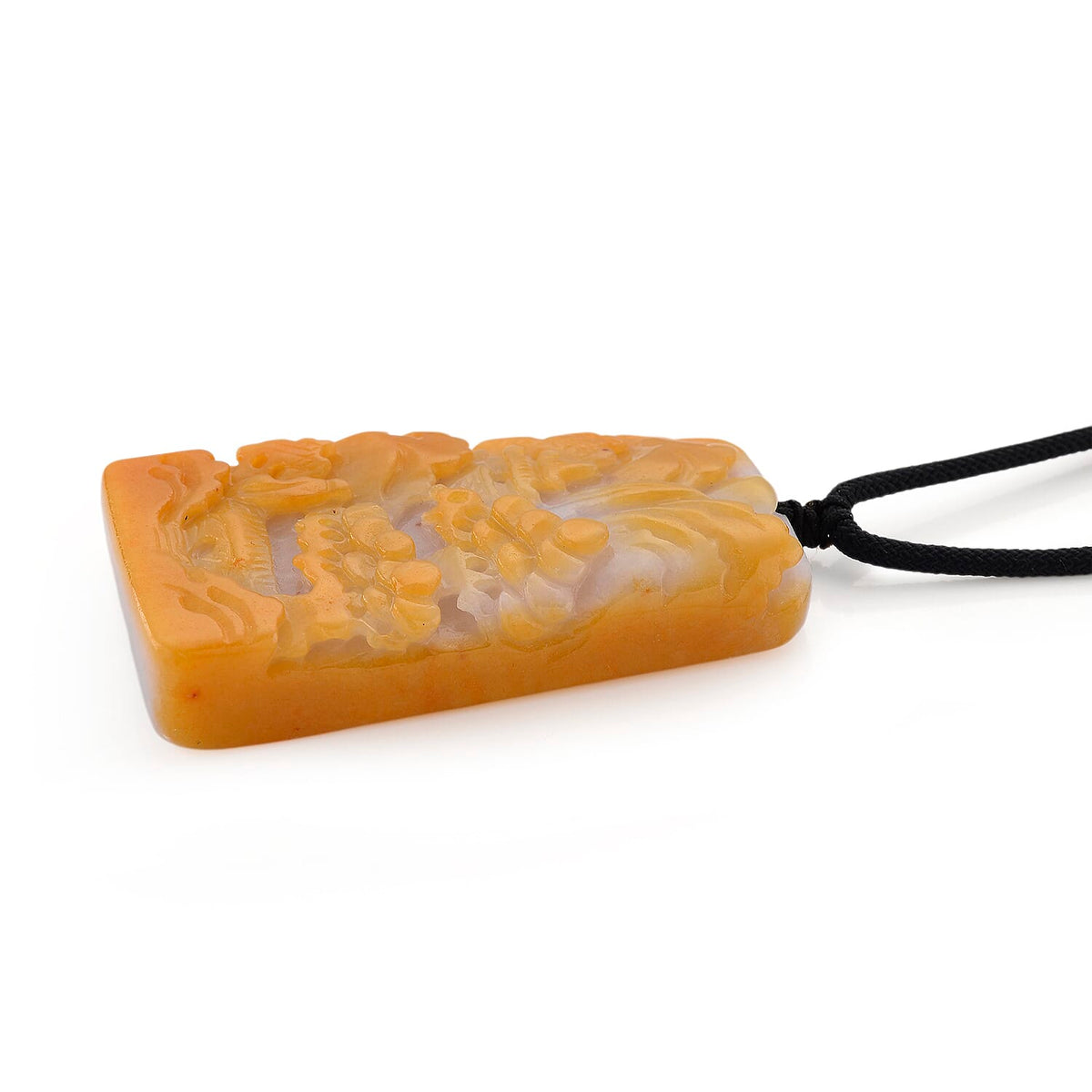 Type A Natural Bi Colour Honey Jade Hand Carved Necklace with Cotton Thread (Size 32 Adjustable) 315.00 Ct. 8242401 2