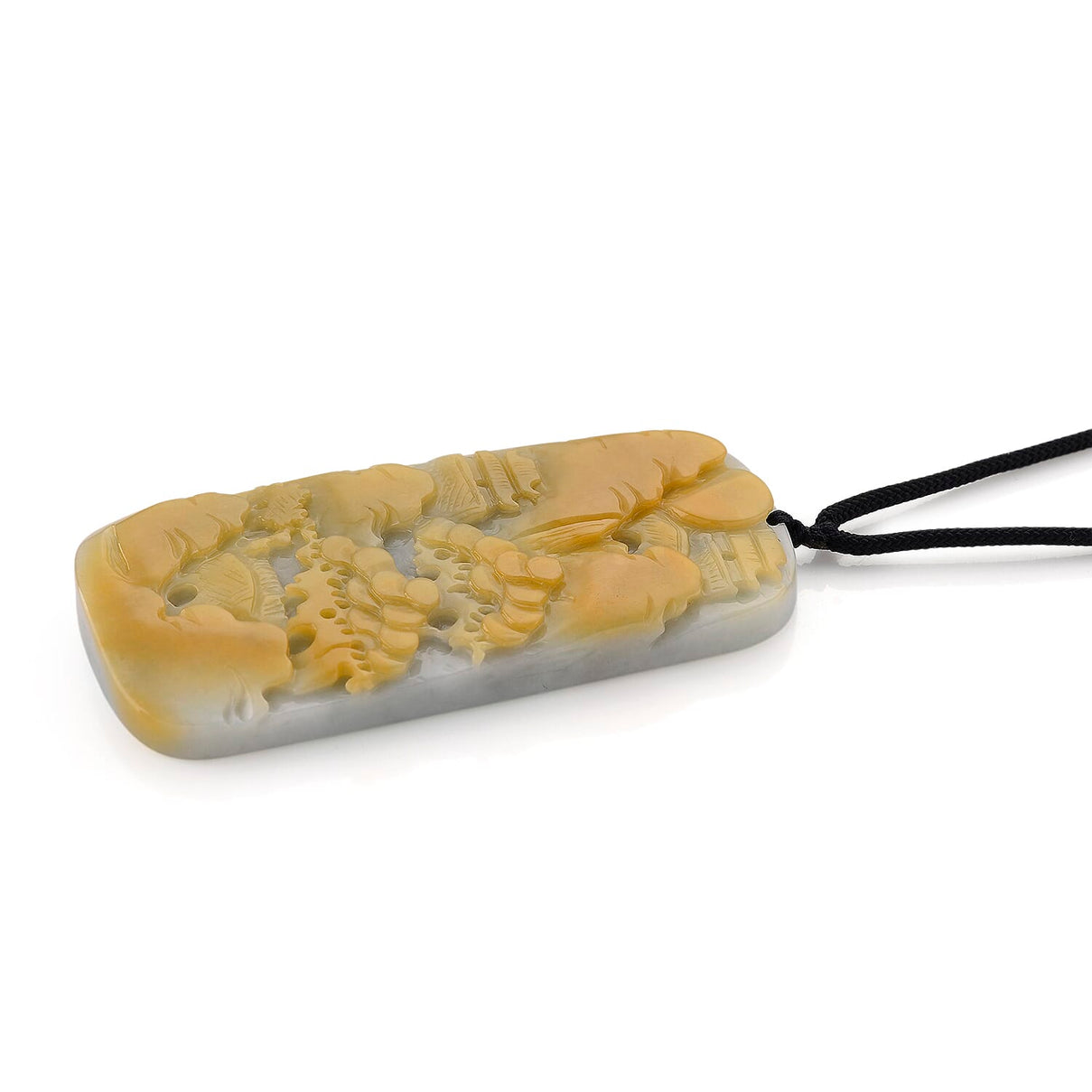 Type A Natural Bi Colour Honey Jade Hand Carved Necklace with Cotton Thread (Size 30 Adjustable) 8242389 3