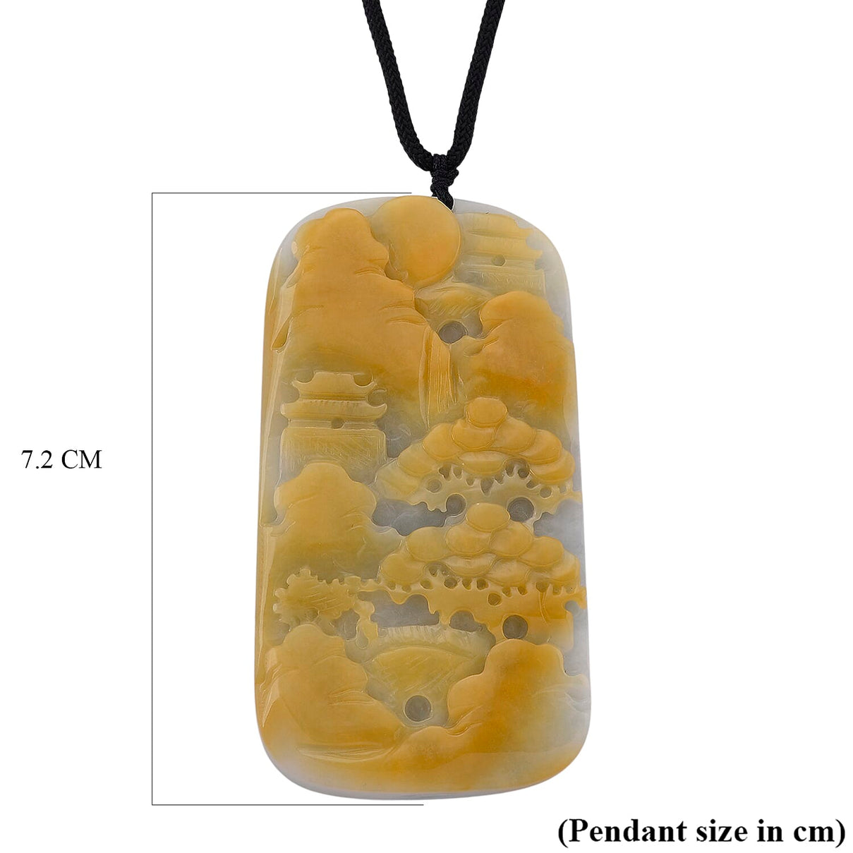 Type A Natural Bi Colour Honey Jade Hand Carved Necklace with Cotton Thread (Size 30 Adjustable) 8242389 6