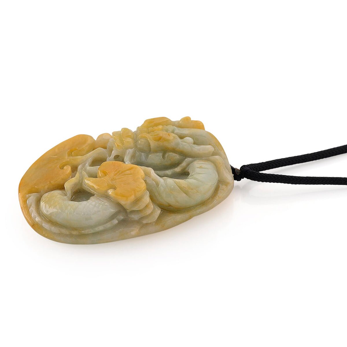 Type A Natural Bi Colour Honey Jade Dragon  Necklace with Cotton Thread (Size 30 Adjustable) 365.00 Ct. 8242380 2