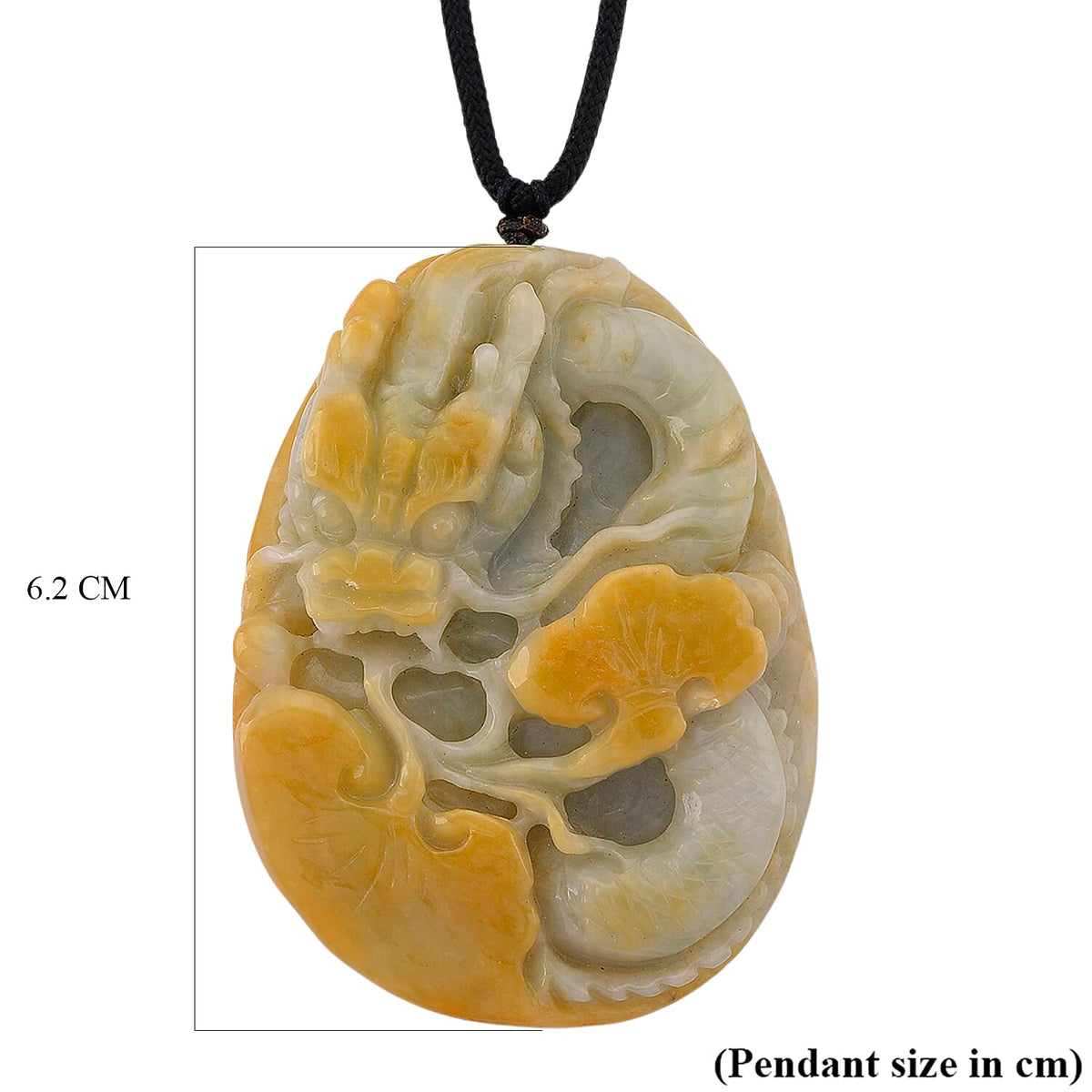 Type A Natural Bi Colour Honey Jade Dragon  Necklace with Cotton Thread (Size 30 Adjustable) 365.00 Ct. 8242380 5