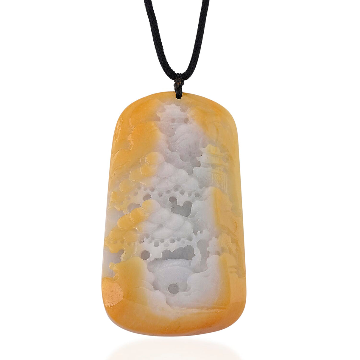 Type A Natural Bi Colour Honey Jade Hand Carved Necklace with Cotton Thread (Size 30 Adjustable) 380.00 Ct. V32540219 0