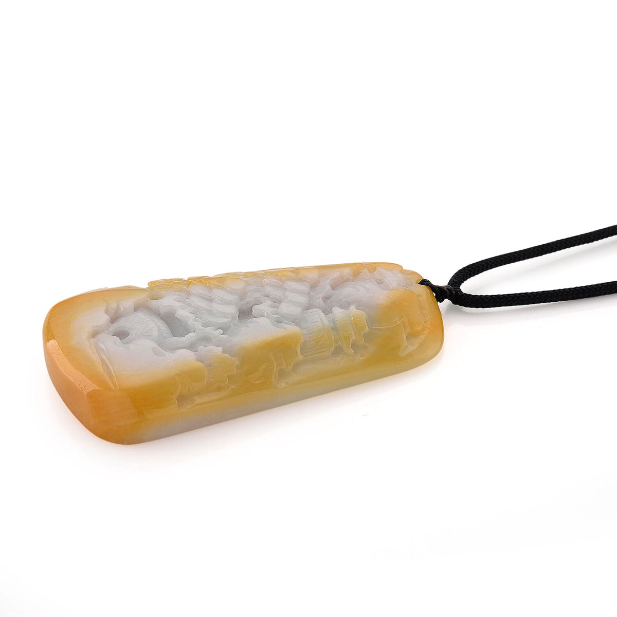 Type A Natural Bi Colour Honey Jade Hand Carved Necklace with Cotton Thread (Size 30 Adjustable) 380.00 Ct. V32540219 3