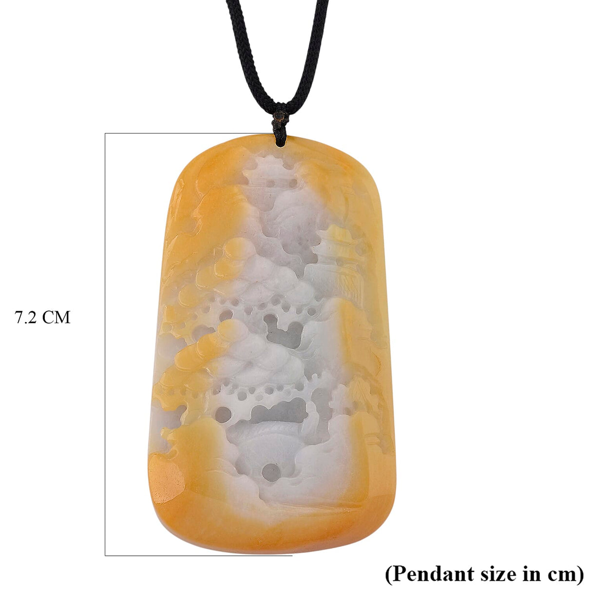 Type A Natural Bi Colour Honey Jade Hand Carved Necklace with Cotton Thread (Size 30 Adjustable) 380.00 Ct. V32540219 6