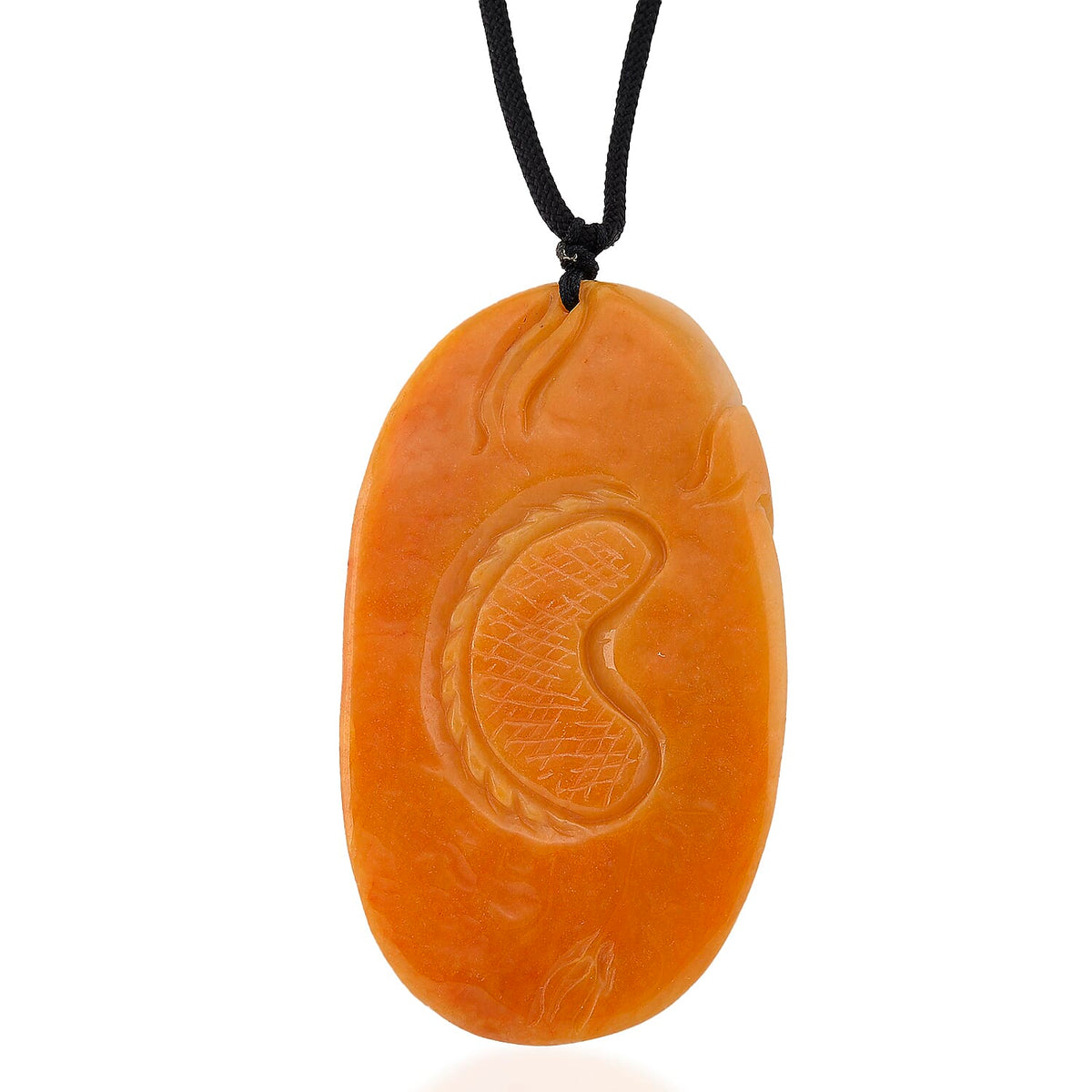 Type A Natural Bi Colour Honey Jade Hand Carved Necklace with Cotton Thread (Size 28 Adjustable) 8242387 3