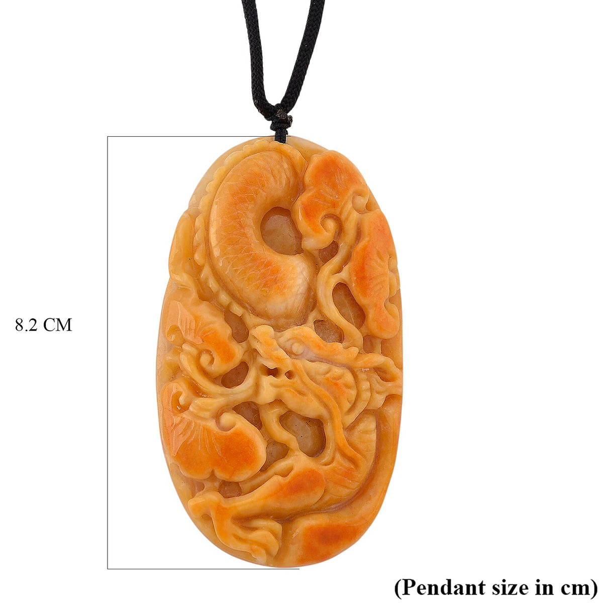 Type A Natural Bi Colour Honey Jade Hand Carved Necklace with Cotton Thread (Size 28 Adjustable) 8242387 5