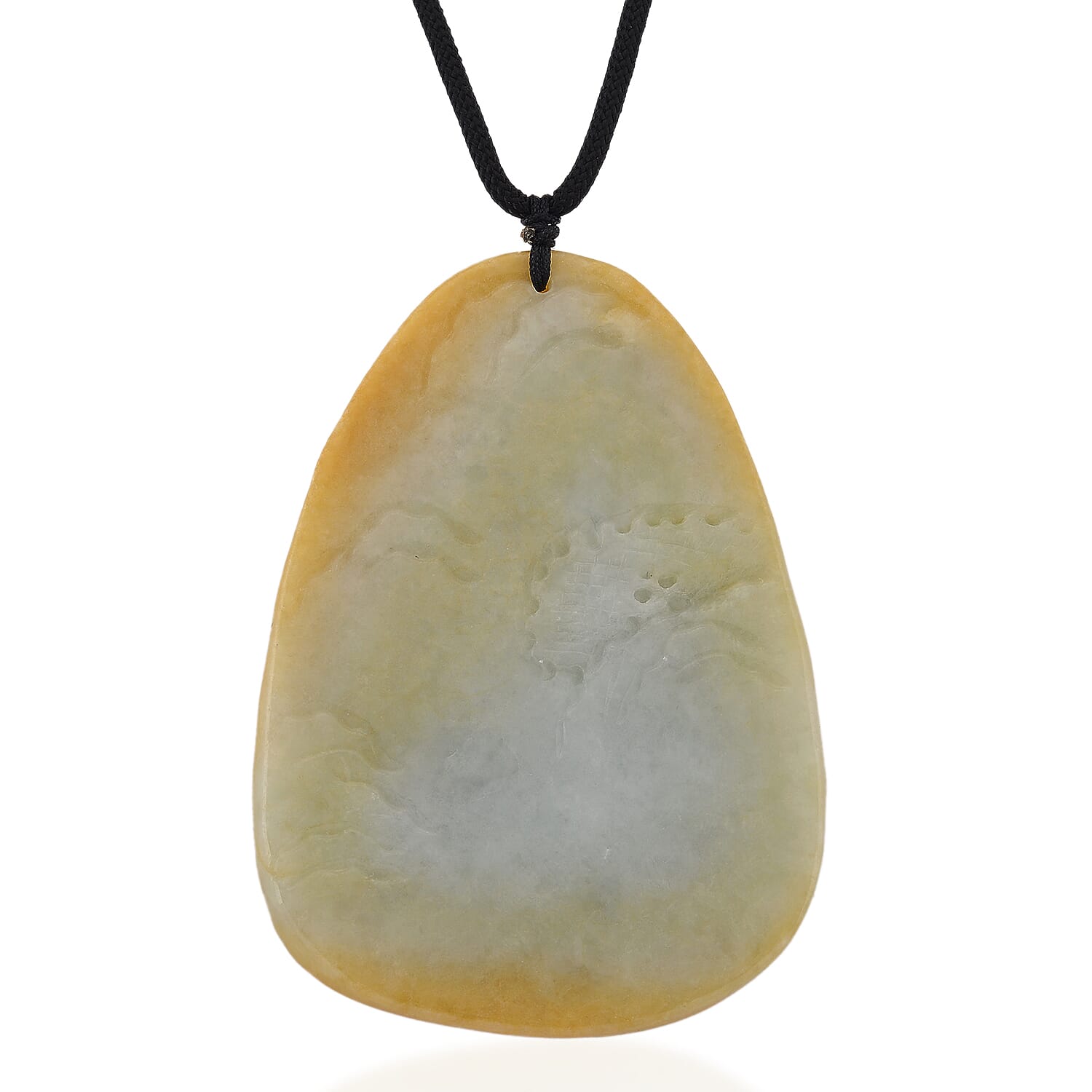 Type A Natural Bi Colour Honey Jade Hand Carved Necklace with Cotton Thread (Size 30 Adjustable) 452.00 Ct. 8242400 3