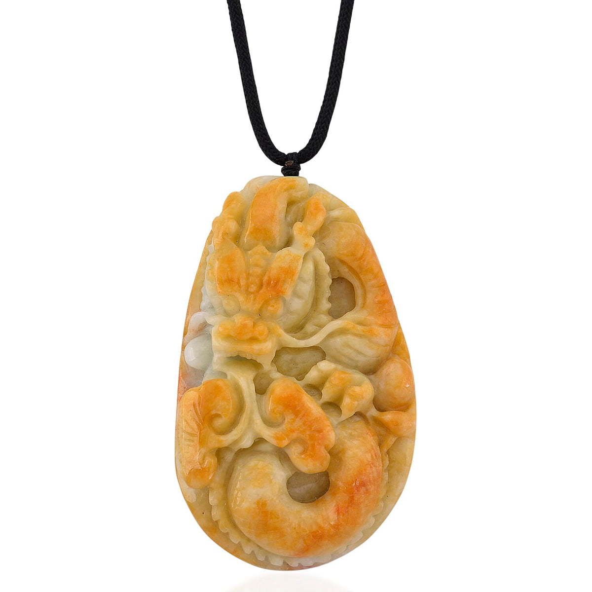 Type A Natural Bi Colour Honey Jade Dragon  Necklace with Cotton Thread (Size 30 Adjustable) 460.00 Ct. 8242377 0