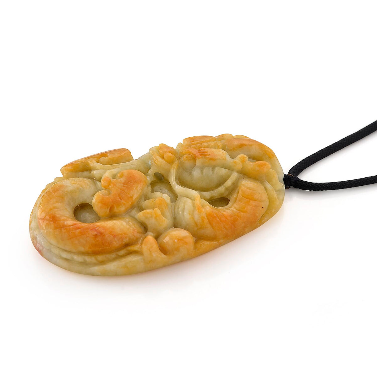 Type A Natural Bi Colour Honey Jade Dragon  Necklace with Cotton Thread (Size 30 Adjustable) 460.00 Ct. 8242377 2