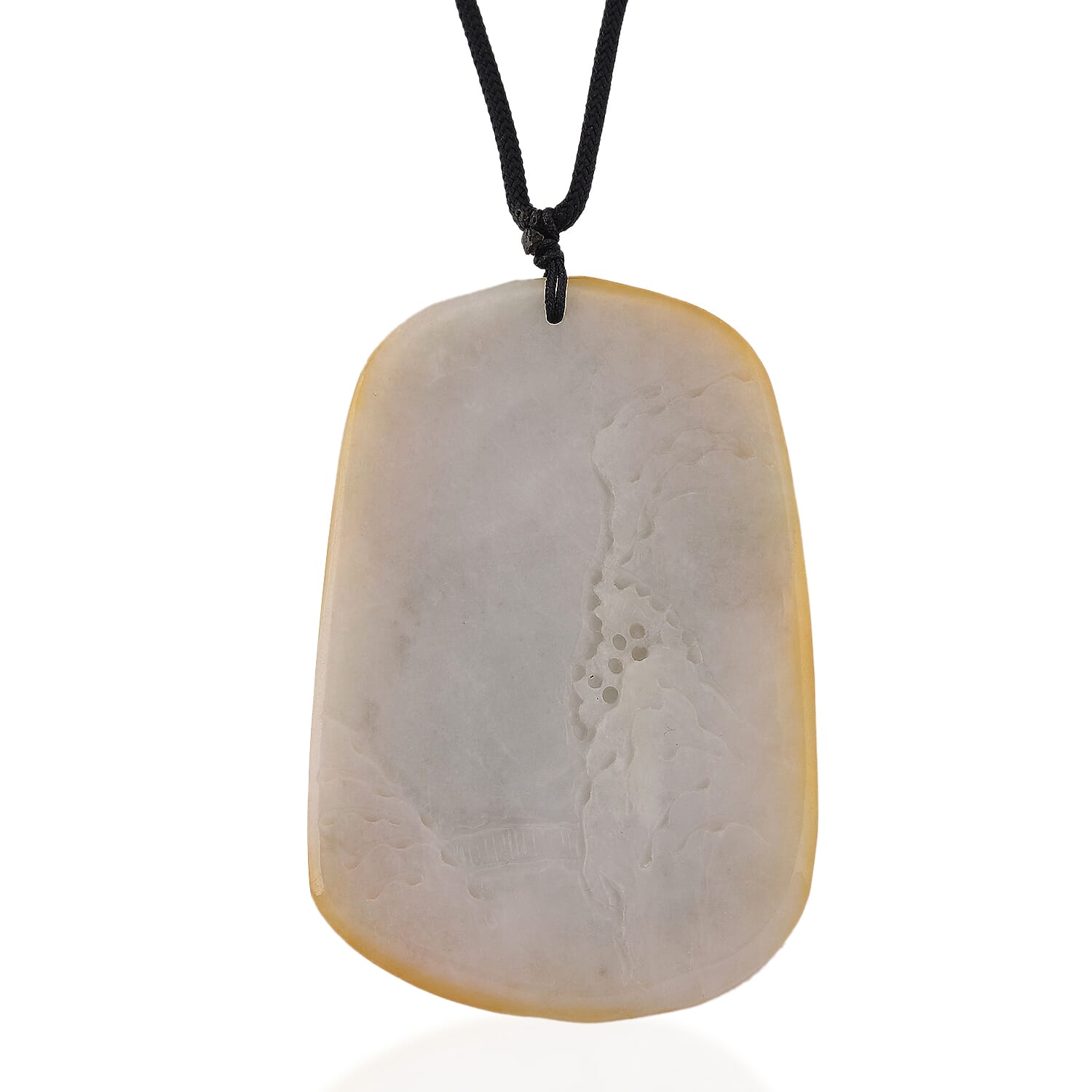Type A Natural Bi Colour Honey Jade Hand Carved Necklace with Cotton Thread (Size 30 Adjustable) 480.00 Ct. 8242393 3