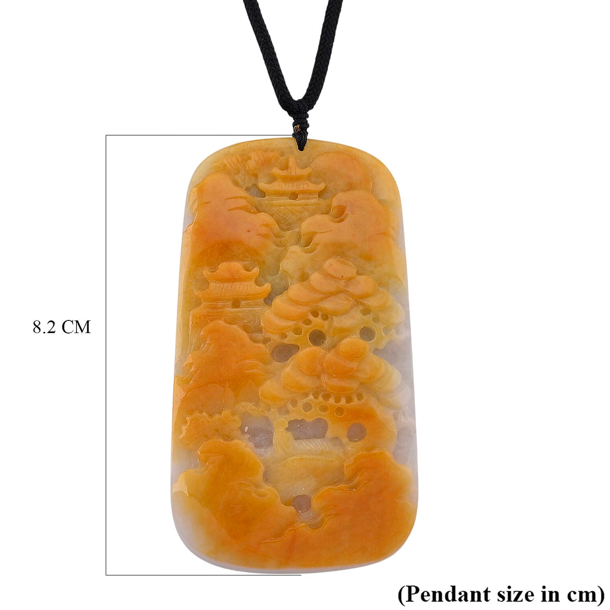 Type A Natural Bi Colour Honey Jade Hand Carved Necklace with Cotton Thread (Size 30 Adjustable) 515.00 Ct. 8242403 5