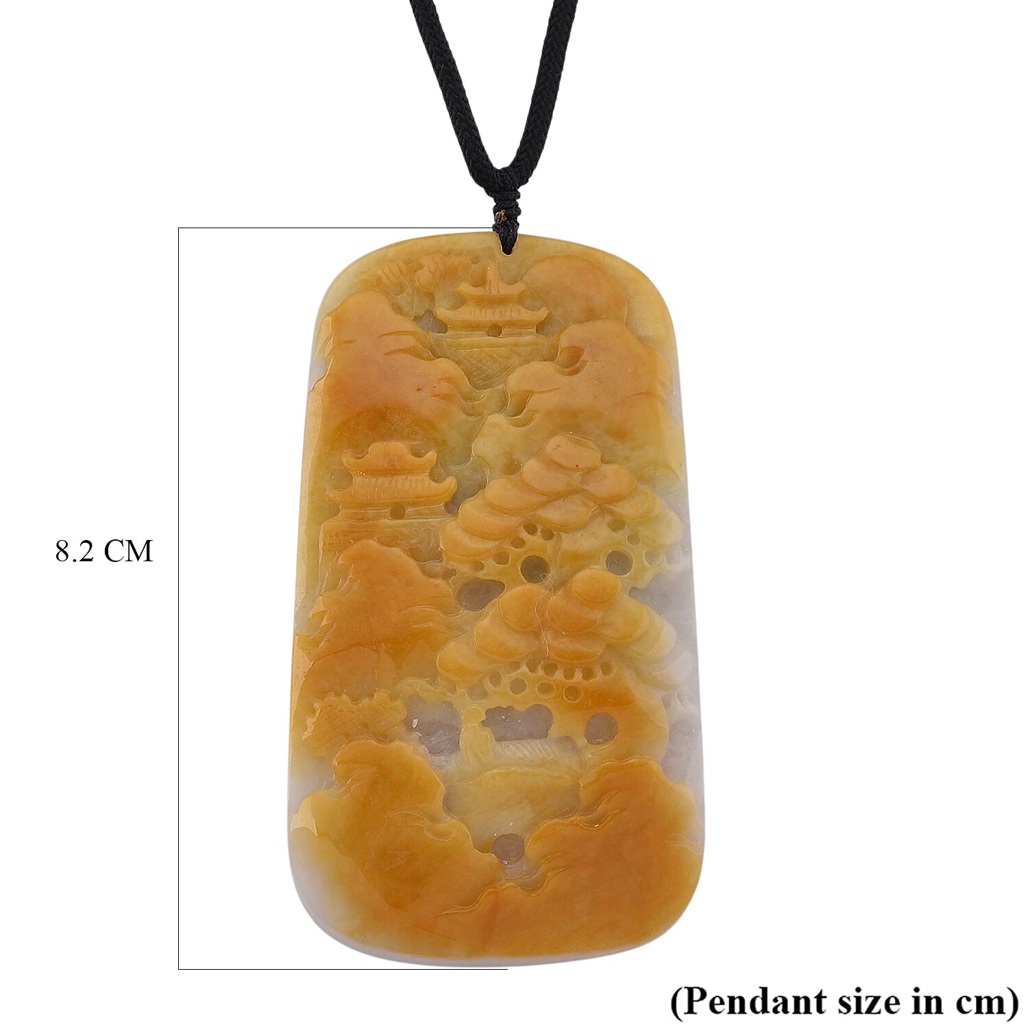 Type A Natural Bi Colour Honey Jade Hand Carved Necklace with Cotton Thread (Size 30 Adjustable) 515.00 Ct. 8242403 5