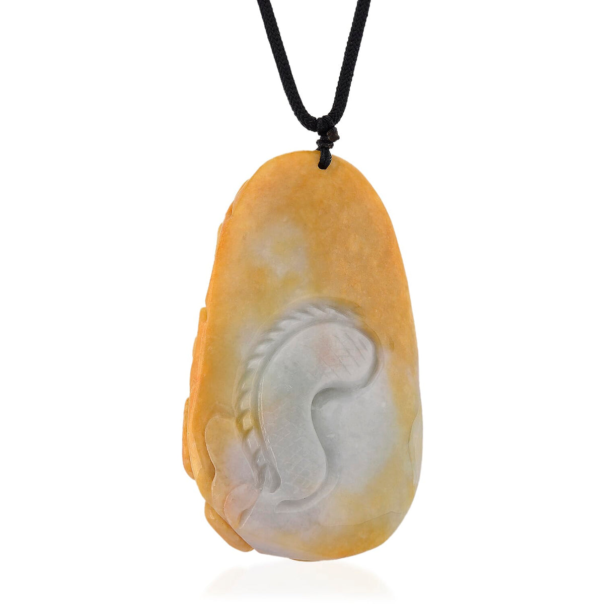 Type A Natural Bi Colour Honey Jade Dragon Necklace with Cotton Thread (Size 30 Adjustable) 560.00 Ct. 8242375 3