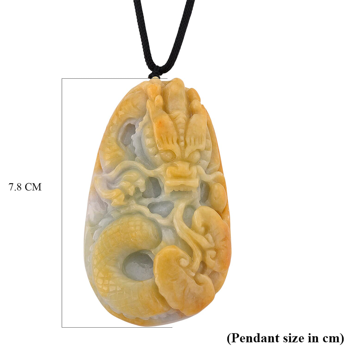 Type A Natural Bi Colour Honey Jade Dragon Necklace with Cotton Thread (Size 30 Adjustable) 560.00 Ct. 8242375 5